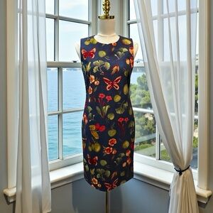 J. McLaughlin Belinda Sheath Dress Greenhouse Butterfly Print Sz 2 NWOT